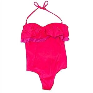 Phax womens one piece swimsuit Pink ruffle bathing suit